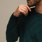 Maglione girocollo in cotone con motivo jacquard