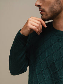 Maglione girocollo in cotone con motivo jacquard