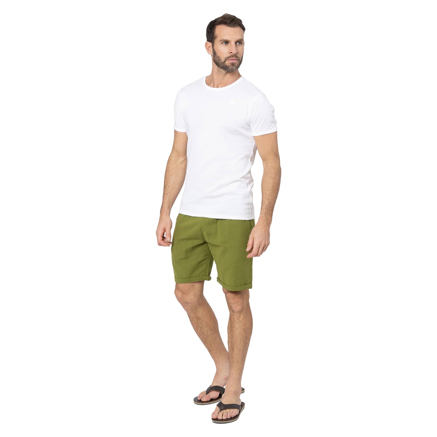 Pantaloncini estivi uomo in misto lino verde