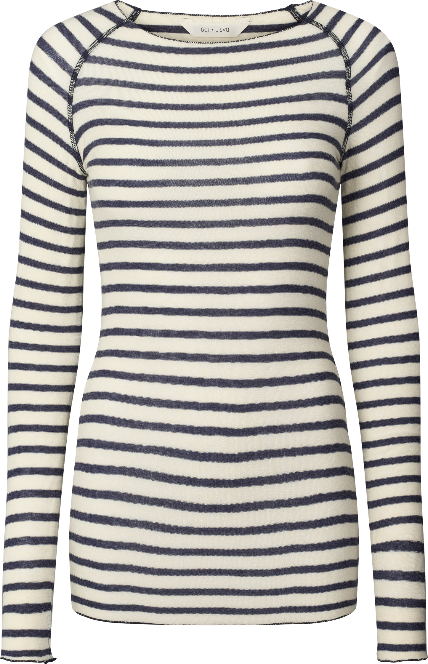 Maglia a righe in lana Amalie con effetto denim reverse