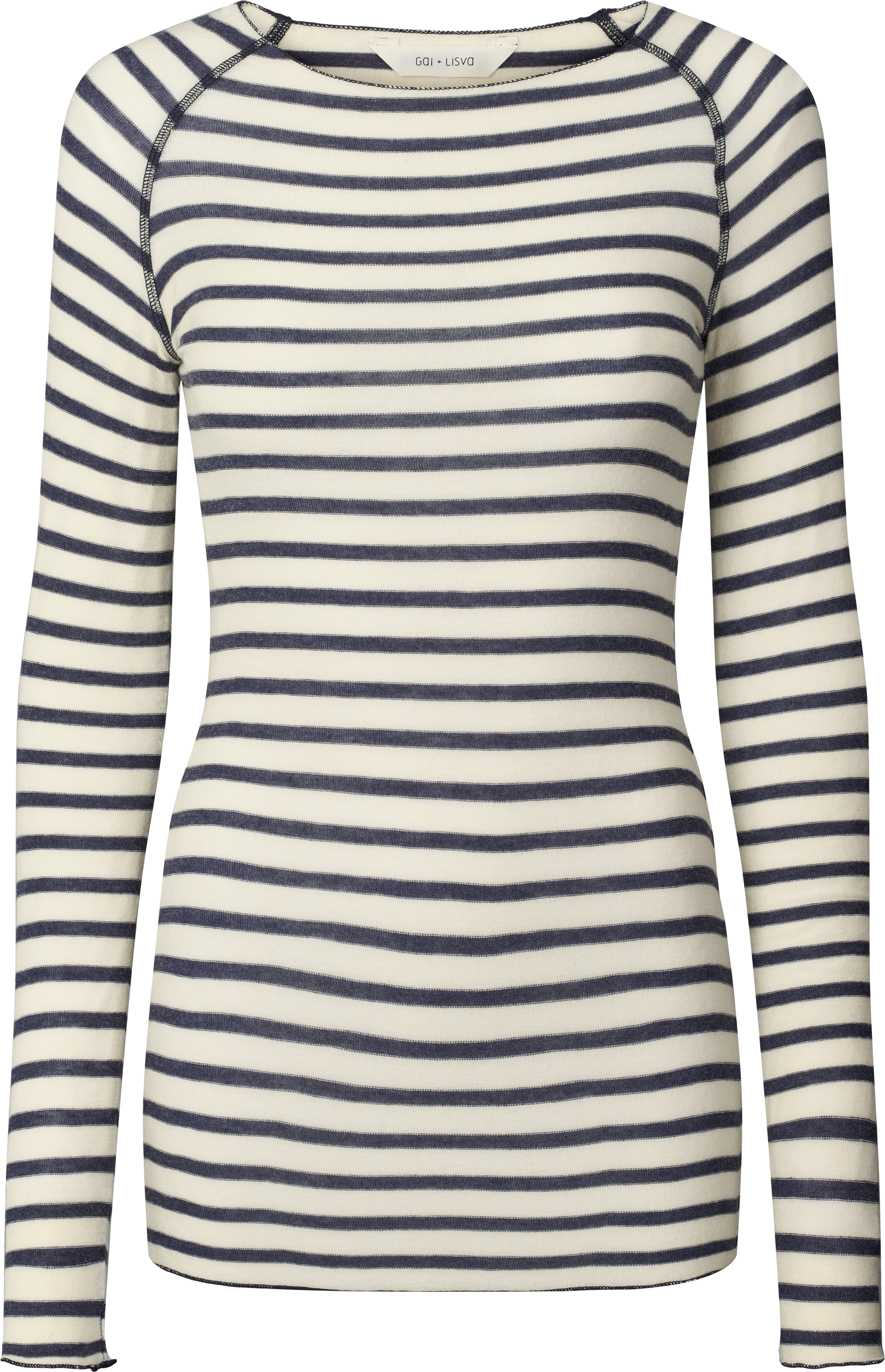 Maglia a righe in lana Amalie con effetto denim reverse