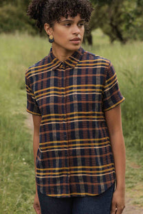 Camicia a maniche corte a quadri Alba del Deserto
