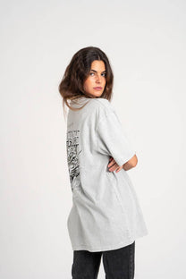 T-shirt oversize in cotone biologico con stampa leopardo