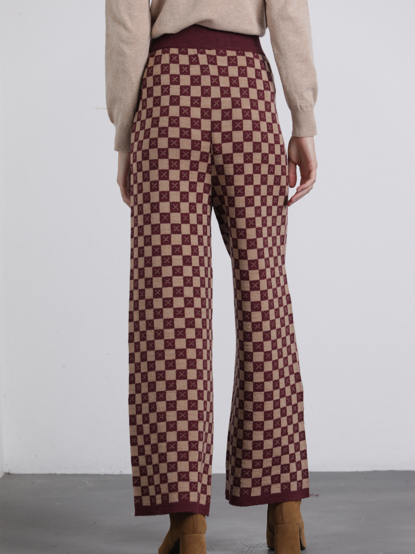 Pantaloni in maglia a quadri