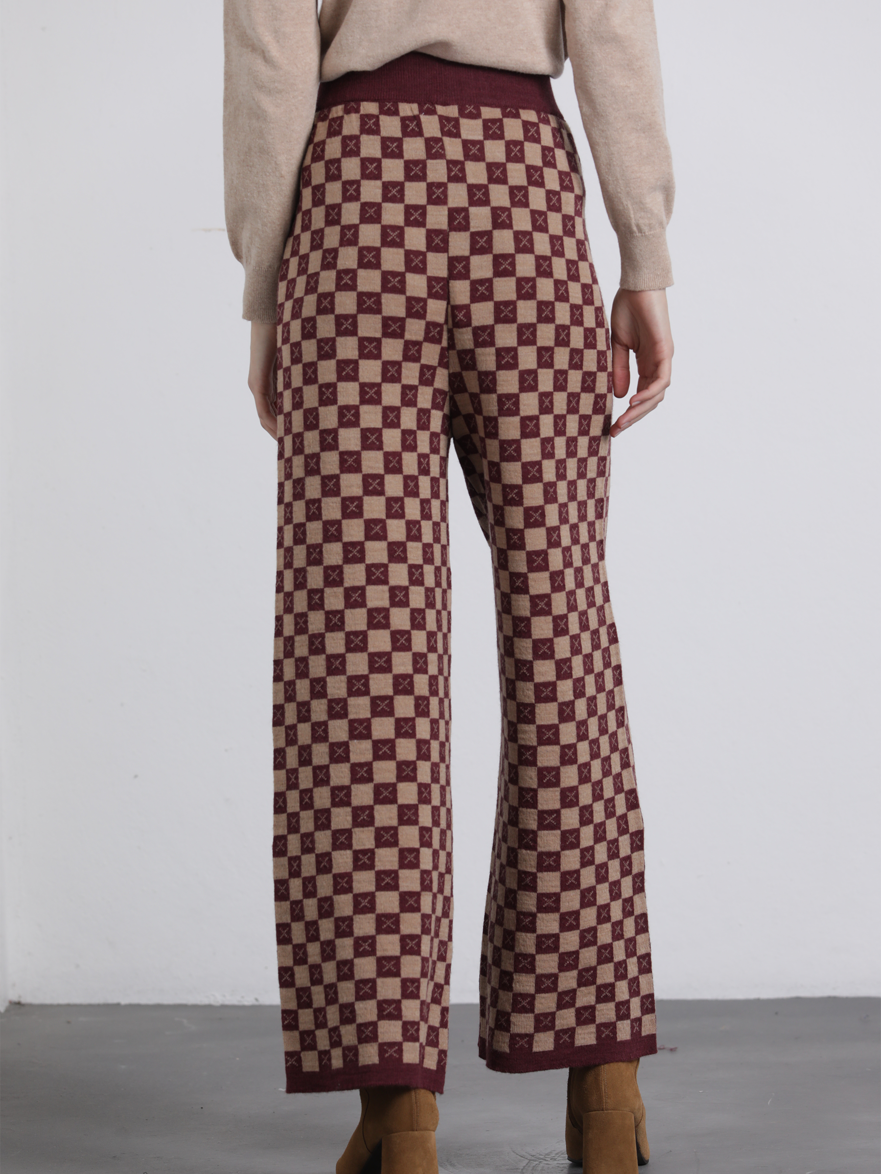 Pantaloni in maglia a quadri