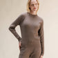 Maglione a costine con collo a lupetto in misto cashmere