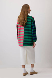 Maglia a righe color block multicolore