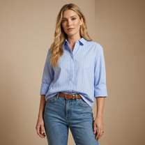 Camicia oversize a righe in cotone elasticizzato