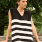 Abito midi a righe in cotone