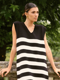 Abito midi a righe in cotone