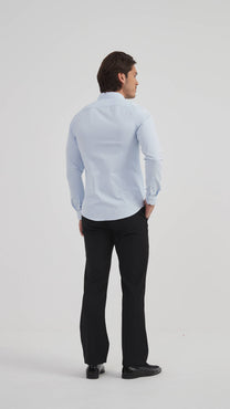Camicia a nido d’ape slim fit azzurro cielo