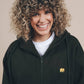 Felpa oversize con cappuccio e zip in cotone biologico verde scarabeo da donna