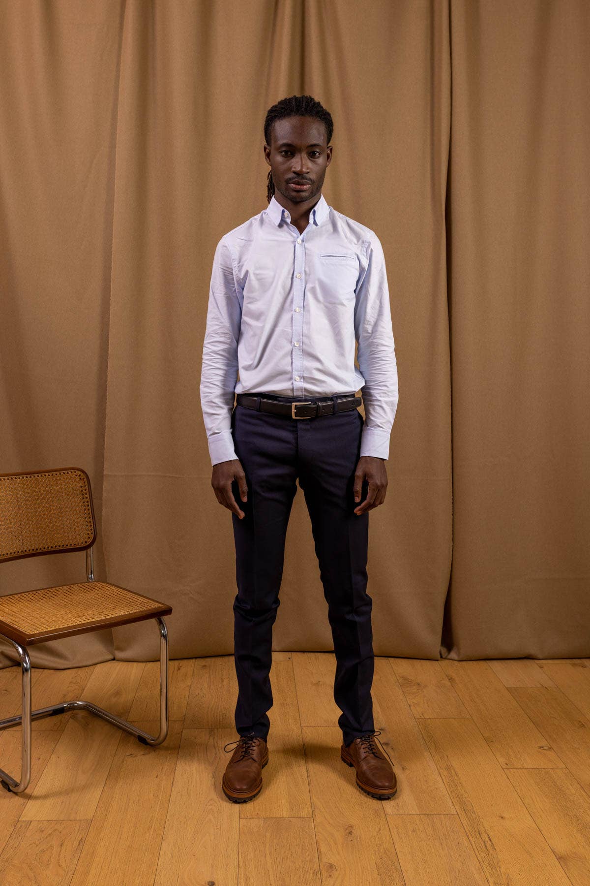 Pantaloni da abito Montaigne in lana blu navy