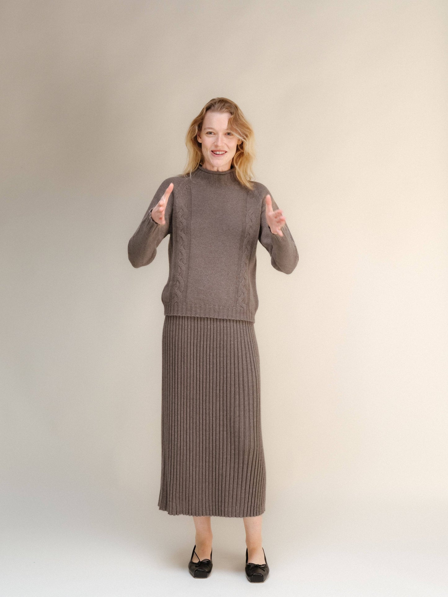 Maglione a trecce in misto cashmere “Ricciolo” 3D Knit