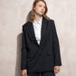 Blazer lungo gessato nero da donna