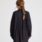 Camicia lunga in popeline di cotone biologico Bella con manica raglan - Nero