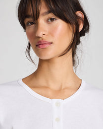 Maglia Henley a Costine in Cotone Biologico Ida Bianca