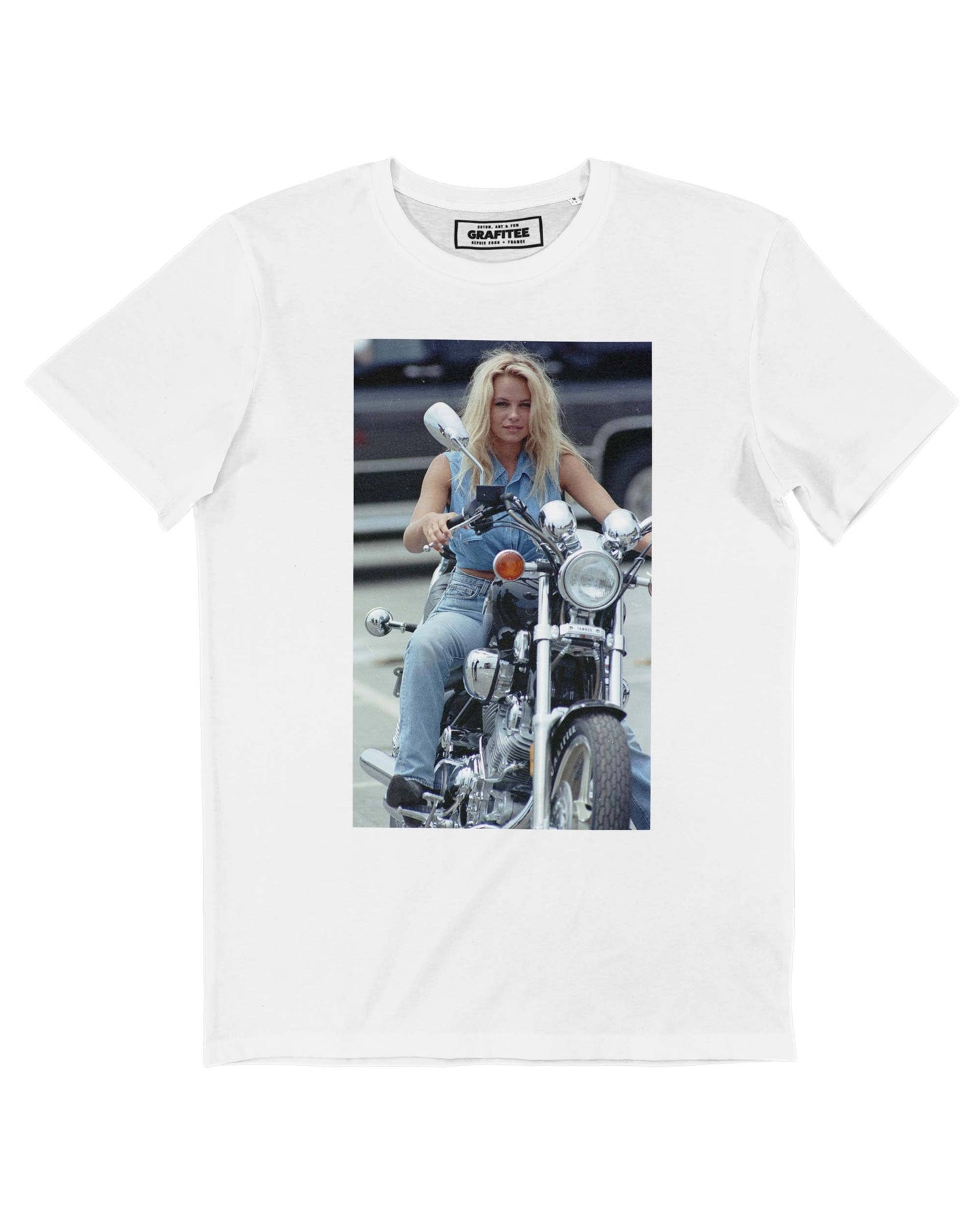 T-shirt Pamela Moto con stampa fotografica