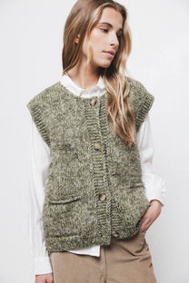 Gilet in maglia con bottoni a contrasto
