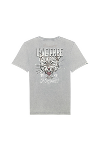 T-shirt oversize in cotone biologico con stampa leopardo