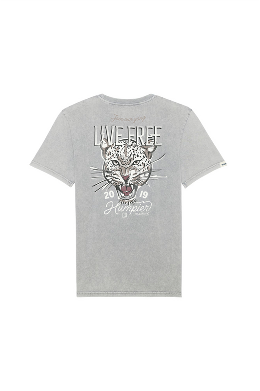 T-shirt oversize in cotone biologico con stampa leopardo