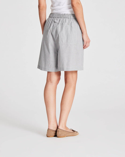Shorts in popeline a righe grigio scuro ed écru