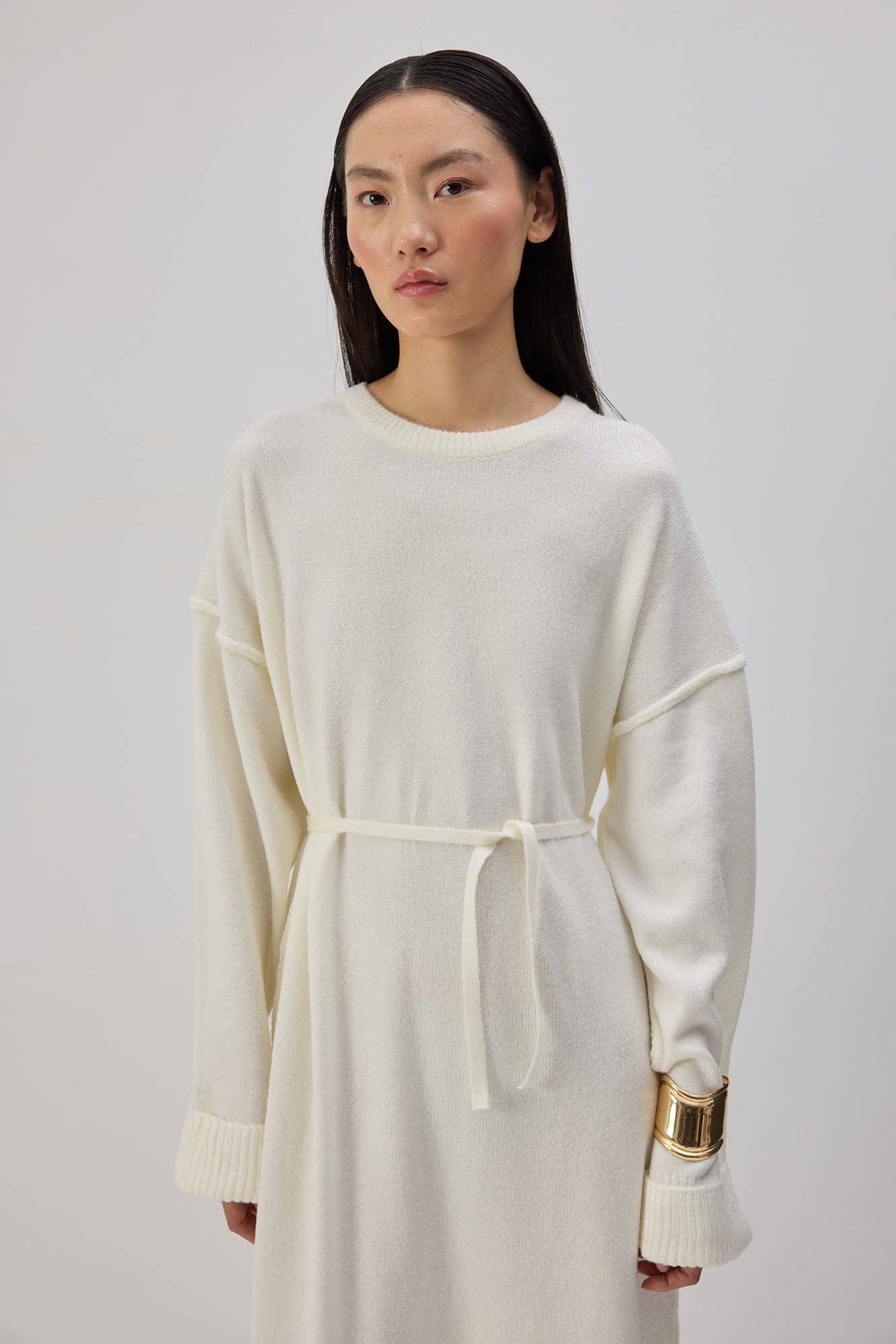 Abito maxi in maglia con dettaglio fiocco