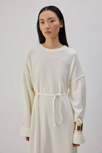 Abito maxi in maglia con dettaglio fiocco