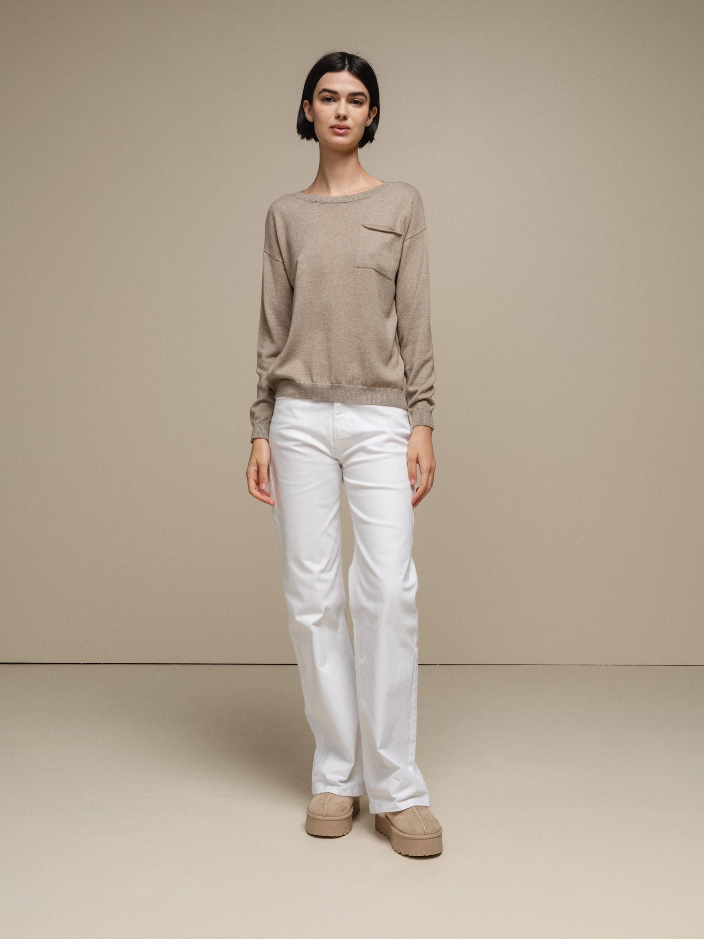 Maglione in maglia donna con taschino applicato