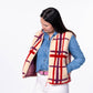 Gilet donna sherpa a quadri con zip