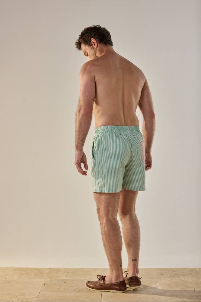 Costume da bagno a righe Sunrise verde