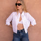 Camicia bianca in voile di cotone traforato