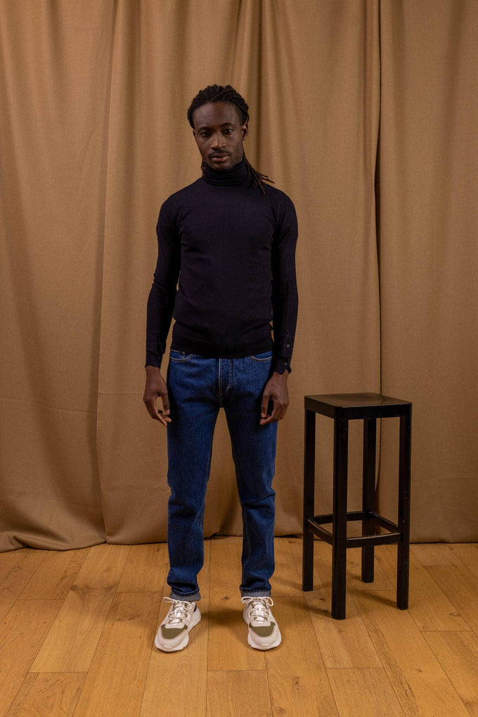 Maglione dolcevita in lana merino extrafine Navy Radieux
