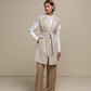 Gilet cappotto lungo con cintura color perla