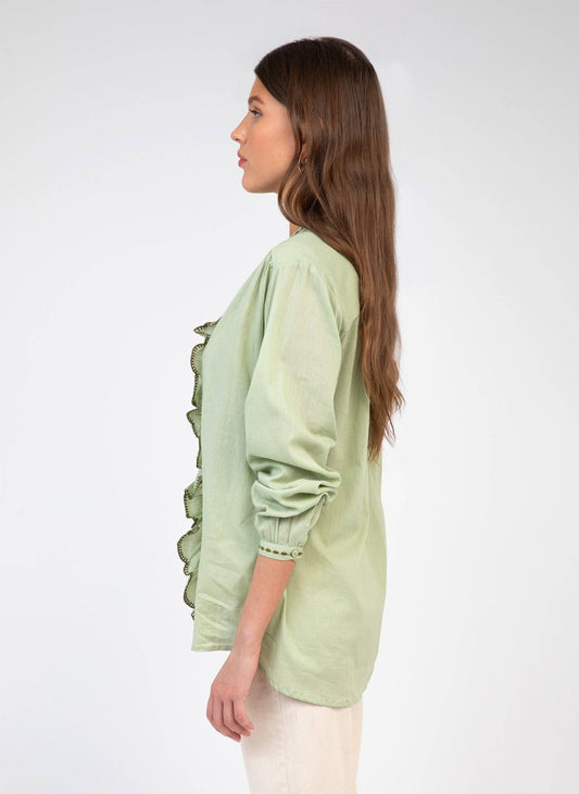 Camicia Soufiana in voile di cotone color mandorla