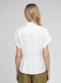 Camicia Kayba bianco sporco con nodo in vita