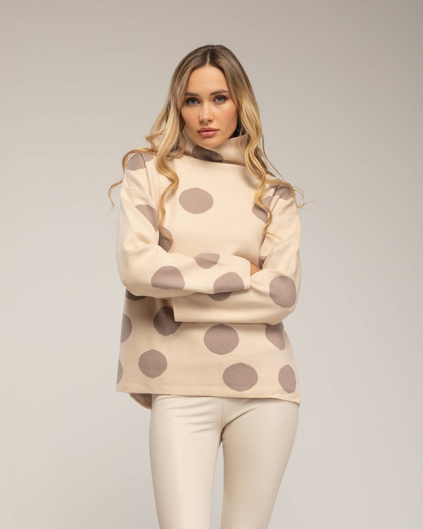 Maglione girocollo a righe metallizzate blu navy