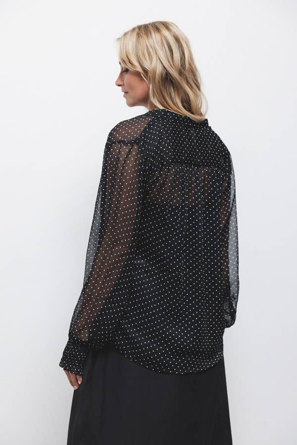 Blusa a pois semitrasparente con scollo a V