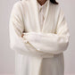 Cardigan lungo in maglia panna
