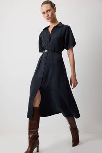 Abito camicia in modal con cintura