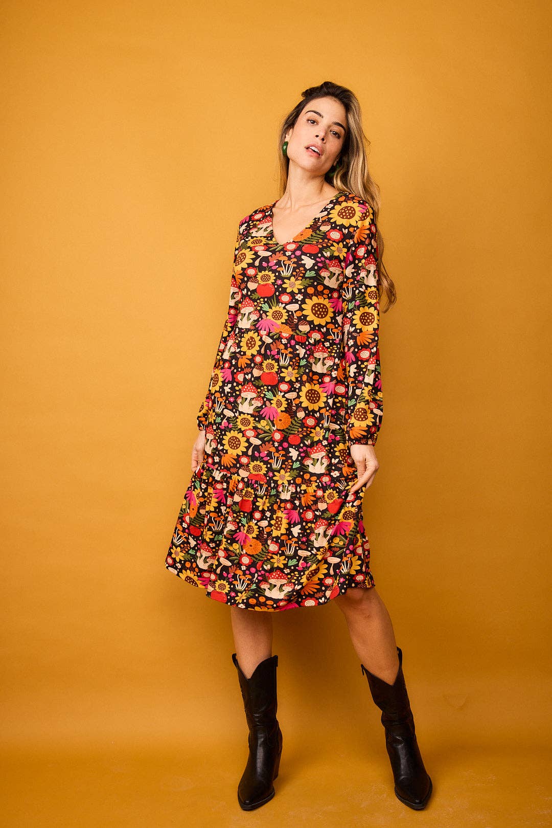 Abito corto Soto con stampa girasoli