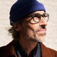 Cappello beanie in lana merino blu a coste