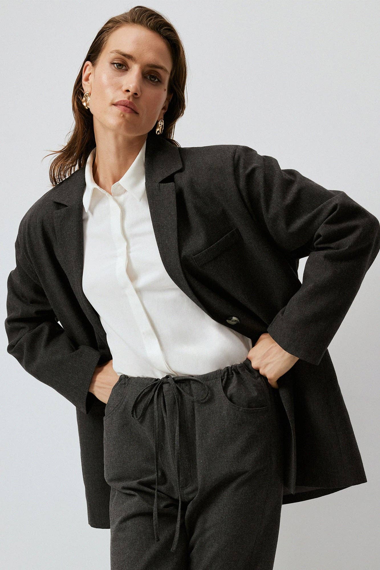 Blazer oversize antracite da donna