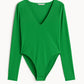 Body a manica lunga con scollo a V verde