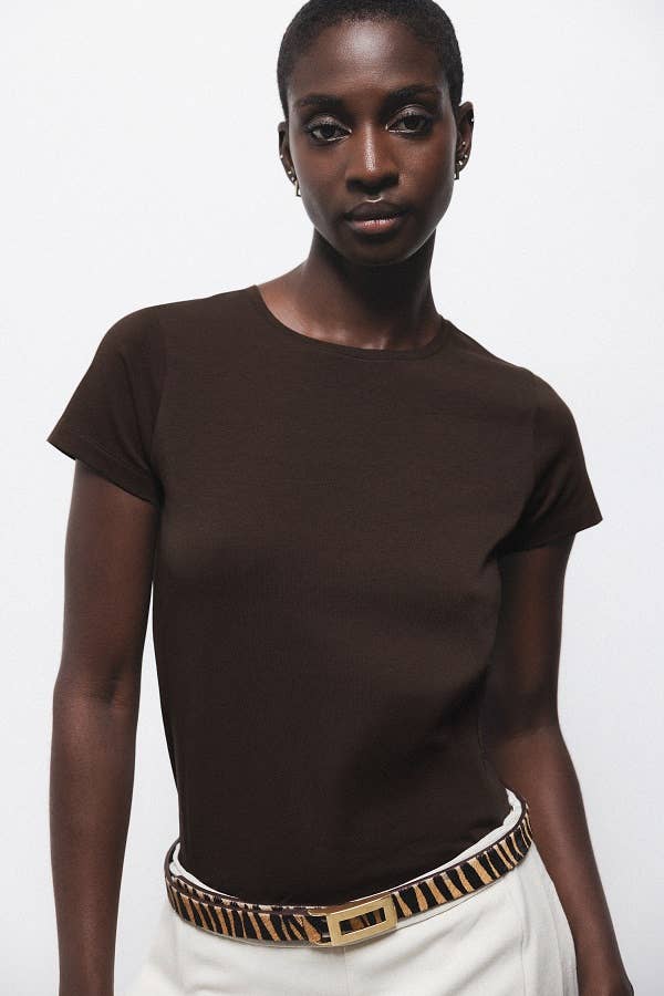 T-shirt basic in cotone a girocollo