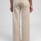 Jeans beige a vita alta a gamba dritta