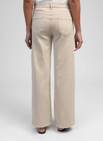 Jeans beige a vita alta a gamba dritta