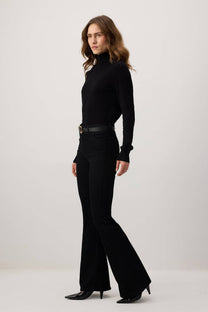 Pantaloni flare in denim elasticizzato nero
