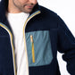 Giacca sherpa unisex con zip bicolore blu navy e verde