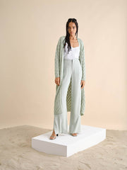 Cardigan midi in maglia traforata